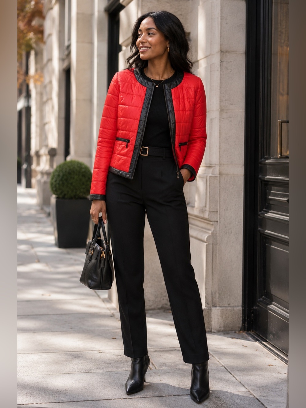Piperlime Red Black Lightweight Quilted Jacket M